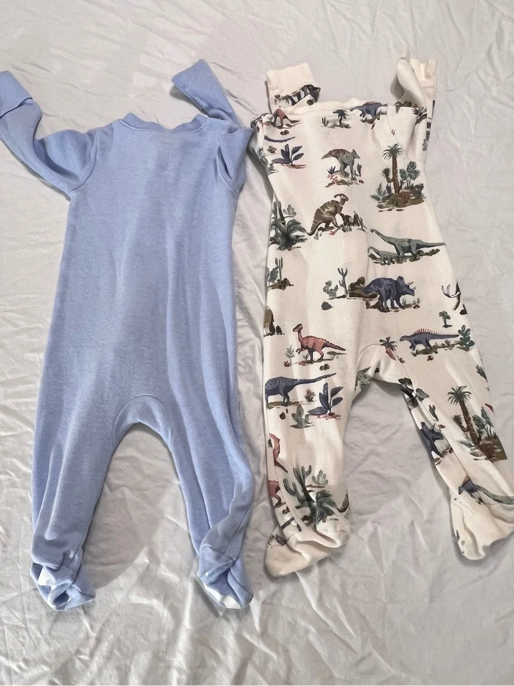 2 pc lot One-piece Footies Nike Baby Blue &  Carter’s Little Planet Dinosaurs 6M
